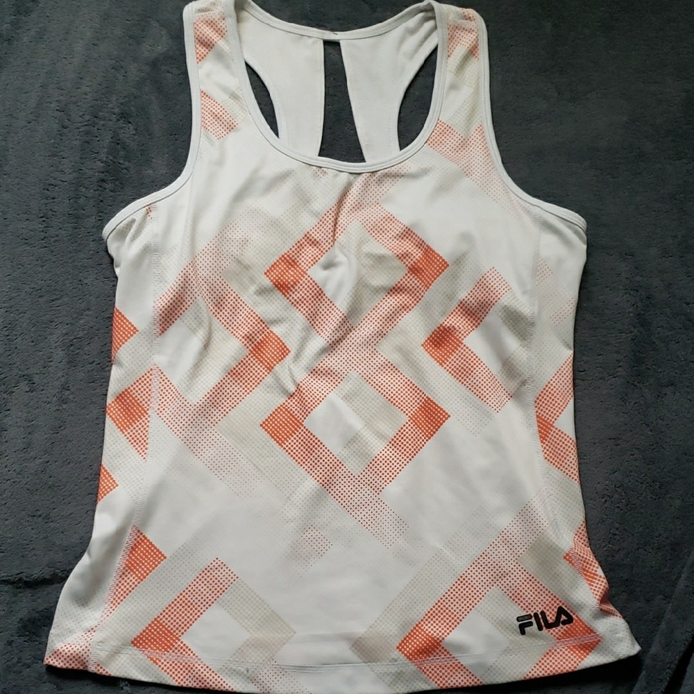 Fila Women's White and Orange Tank Top